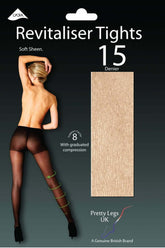Medias transparentes revitalizantes de 15 deniers de lujo con compresión graduada de Pretty Legs